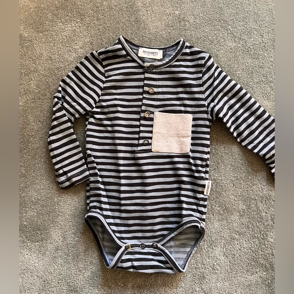 Motoreta black and blue stripe pocket bodysuit